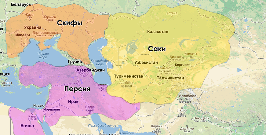 Карта немножко более раннего периода, чем дальнейшие события (Персия распалась потом)