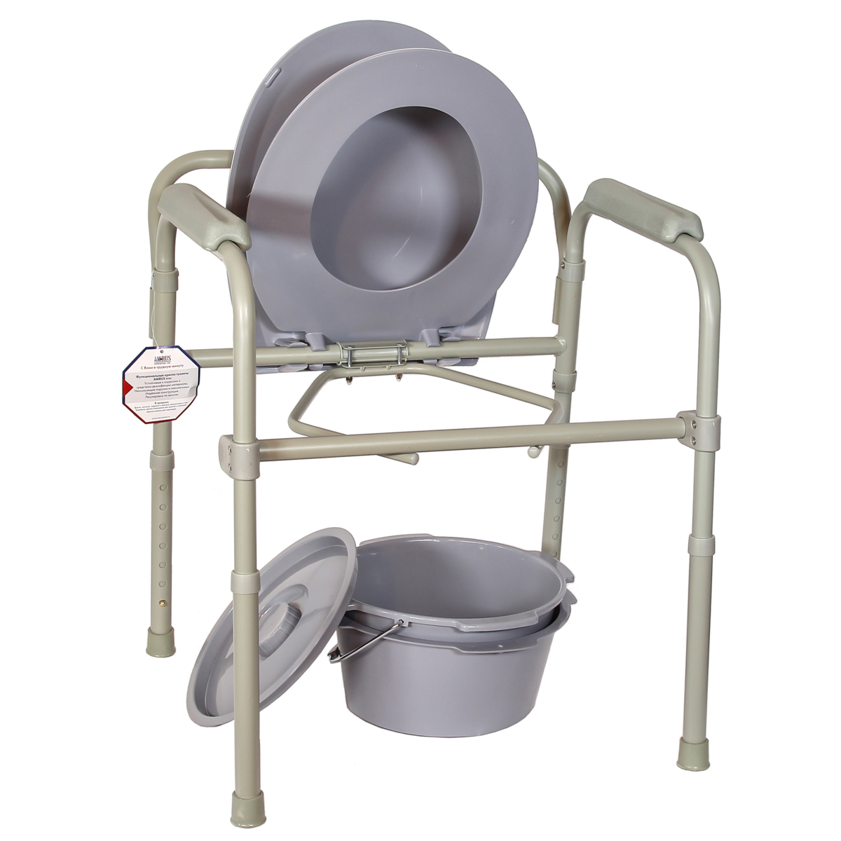 Кресло-туалет Amrus AMCB6806 стальное складное со спинкой (AMCF96)