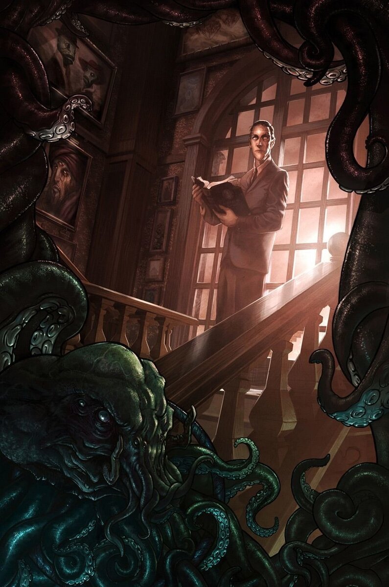 Лавкрафт в окружении своих любимцев. Изображение взято из яндекс картинок