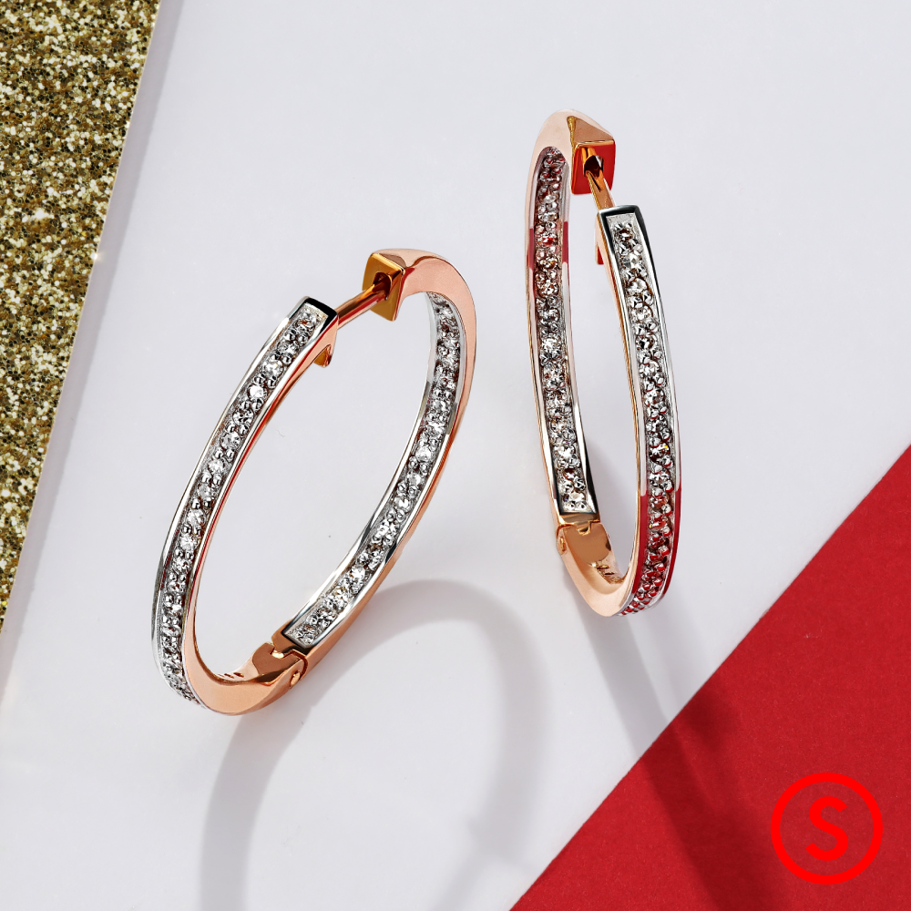 Золотые серьги с бриллиантами, арт. 82236