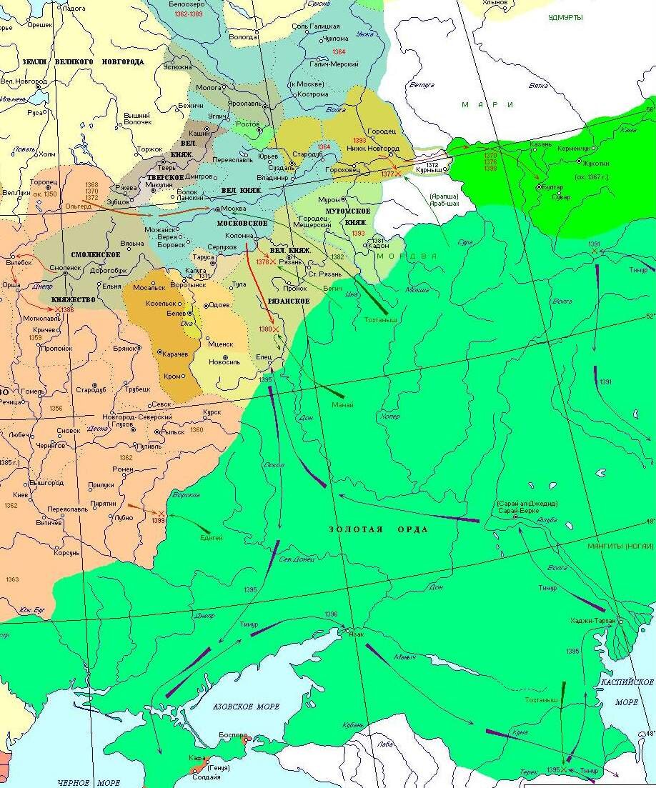 Карта россии в 15 веке с городами