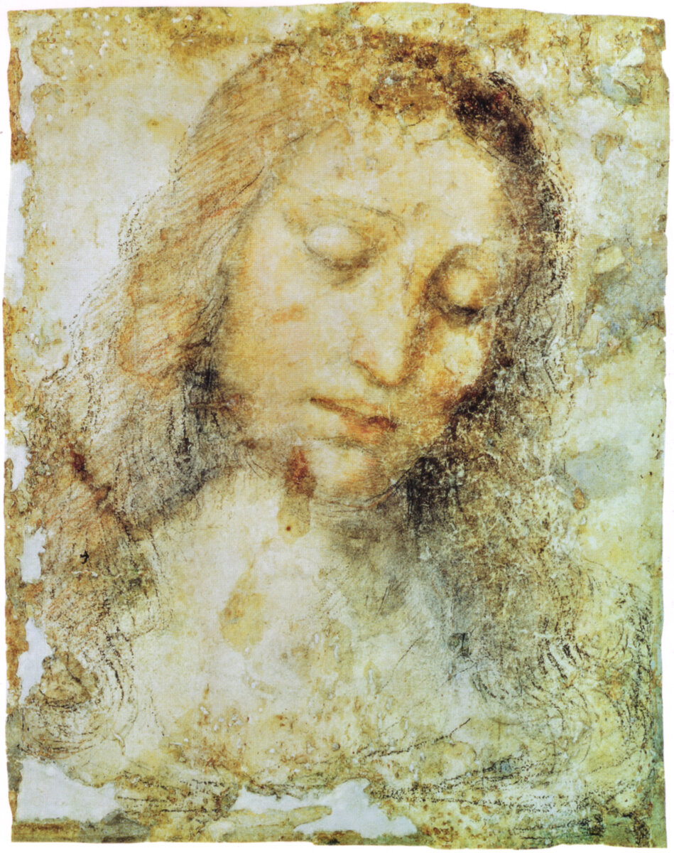 Леонардо да Винчи. Голова Христа. Ок. 1495. Пинакотека Брера, Милан