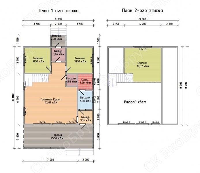 Рисунок 2. Планировка каркасного дома Ладога 2020 Д-6