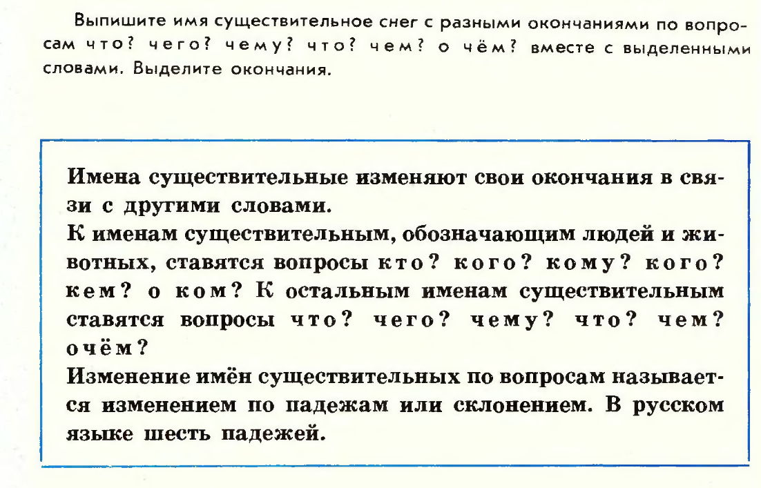 скан со страницы учебника для третьего класса 1987 года издания. По нему училась моя дочь, у меня был почти такой же.
