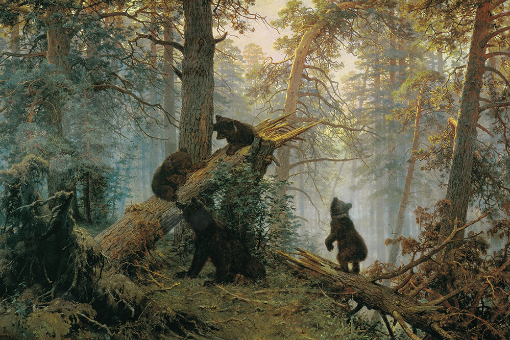 Утро в сосновом лесу, 1889, И. И. Шишкин, К. А. Савицкий 
