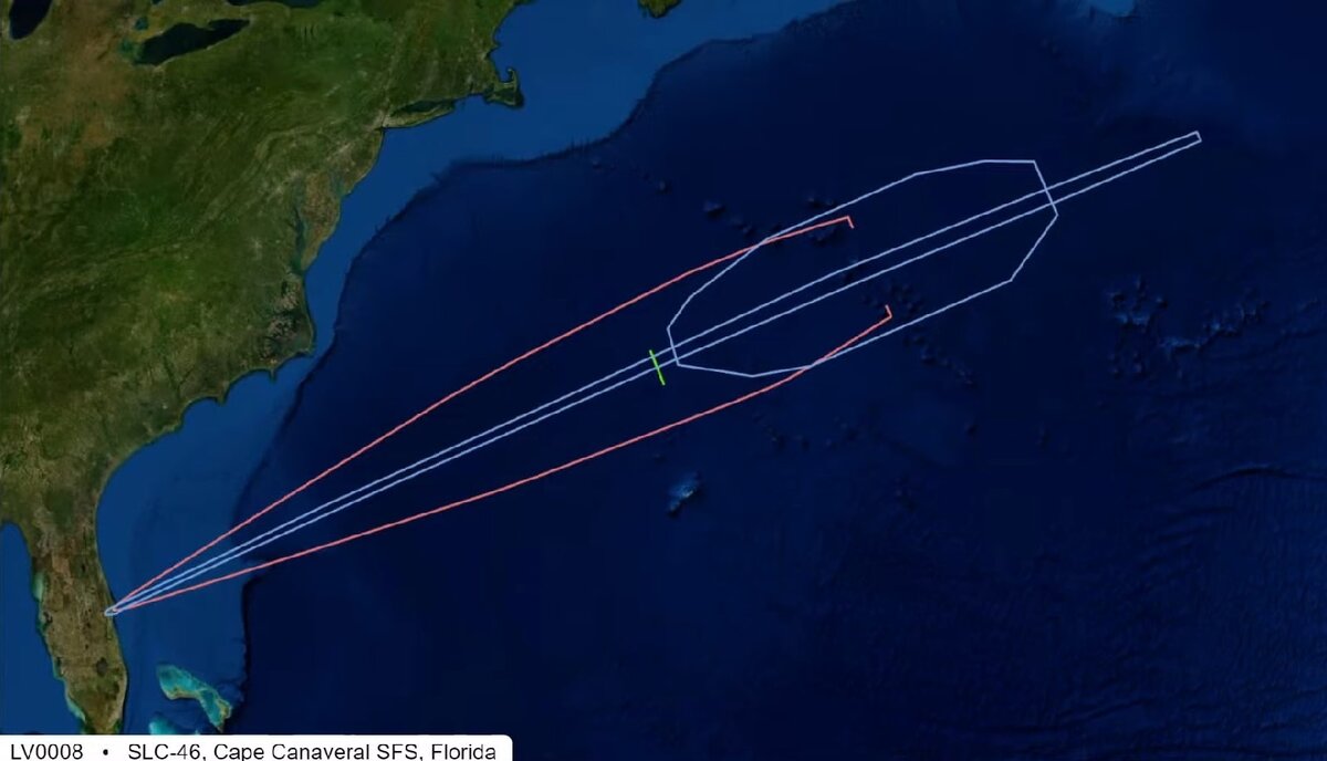  Планируемая траектория выведения ракеты-носителя, кадр из видео NASA Spaceflight