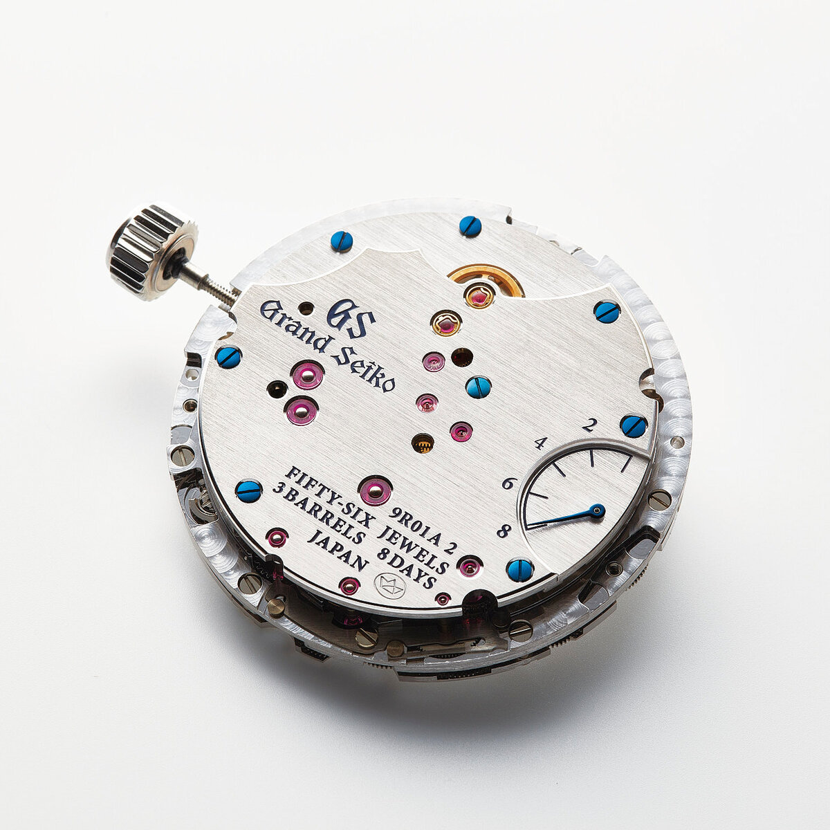 Калибр Spring Drive 9R01 с ручным заводом и 8-дневным запасом хода. 