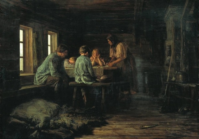    Василий Максимов. Бедный ужин. 1879