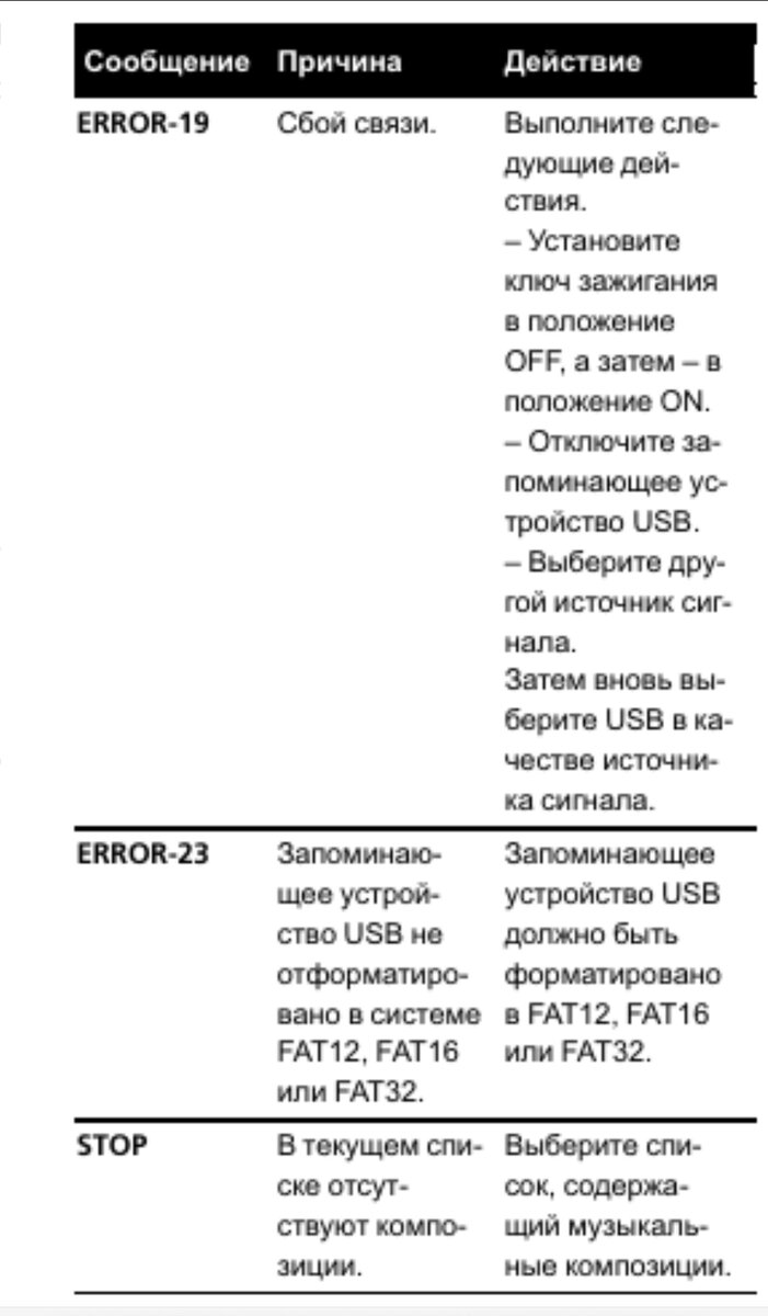 Описание исправления ошибки 23 в инструкции к магнитоле pioneer
