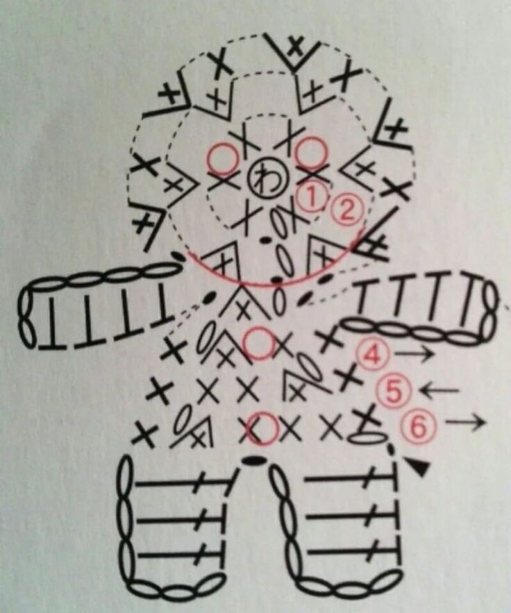 Как связать человечка крючком схема