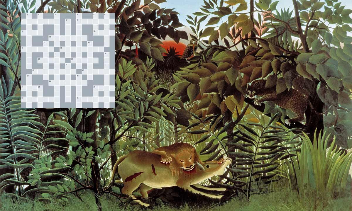 Анри Руссо «Голодный лев бросается на антилопу», 1905