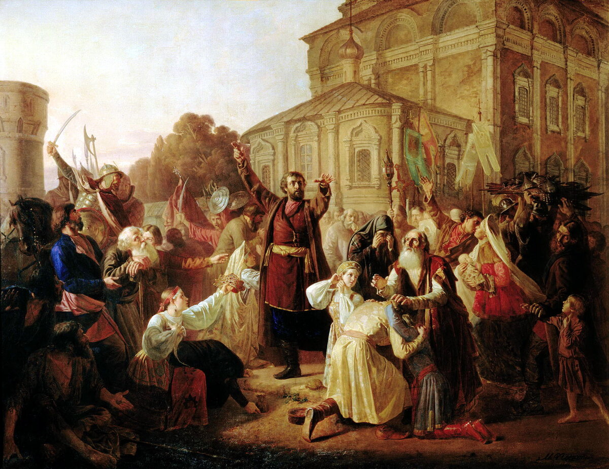 Воззвание Минина к нижегородцам в 1611 году (худож. М. И. Песков)