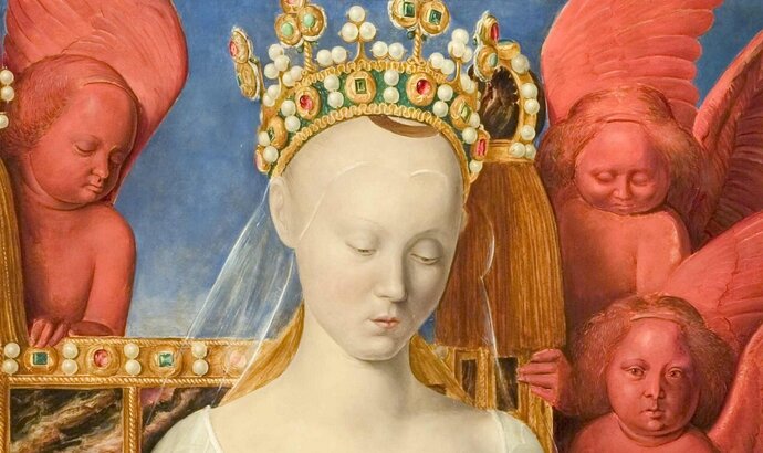 На фото фрагмент картины "Богоматерь с младенцем”, Жана Фуке 1452 г.