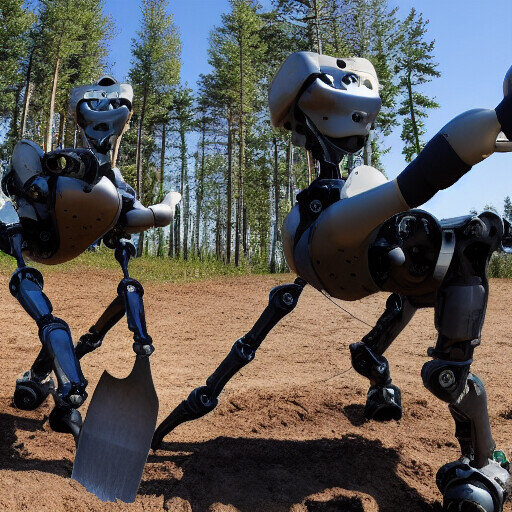 Роботы на дачной грядке. Просят поднести еще картошки для посадки