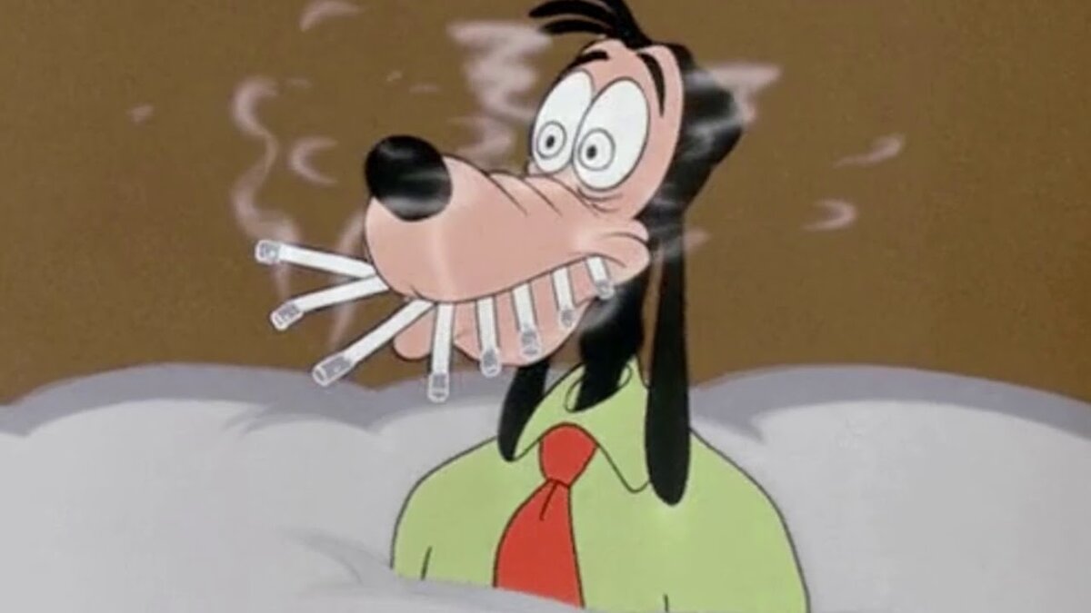 А ещё есть курящий Гуфи из мультфильма "No Smoking"