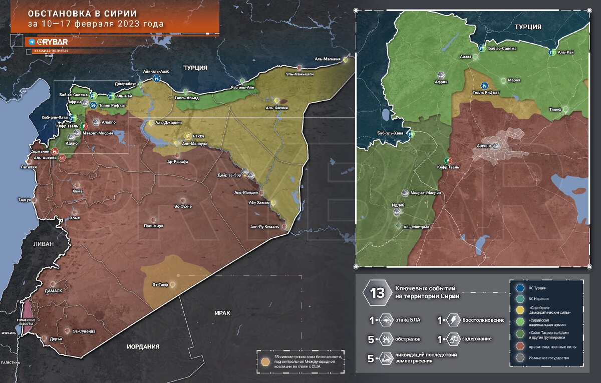 Сирия военная обстановка карта