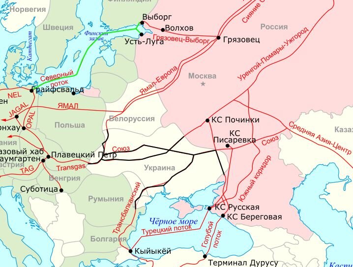 Трубопроводы в Восточной Европе