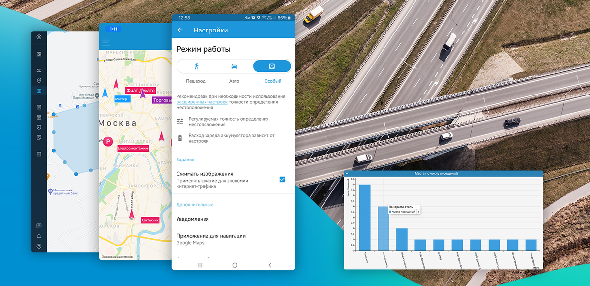 Приложения для отслеживания движения автомобилей на предприятиях. Отслеживание перемещений человека. Отслеживание местоположения объектов. Контроль перемещения сотрудников.