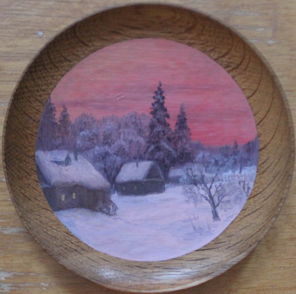 "Зимний вечер"         дерево.масло       9х9