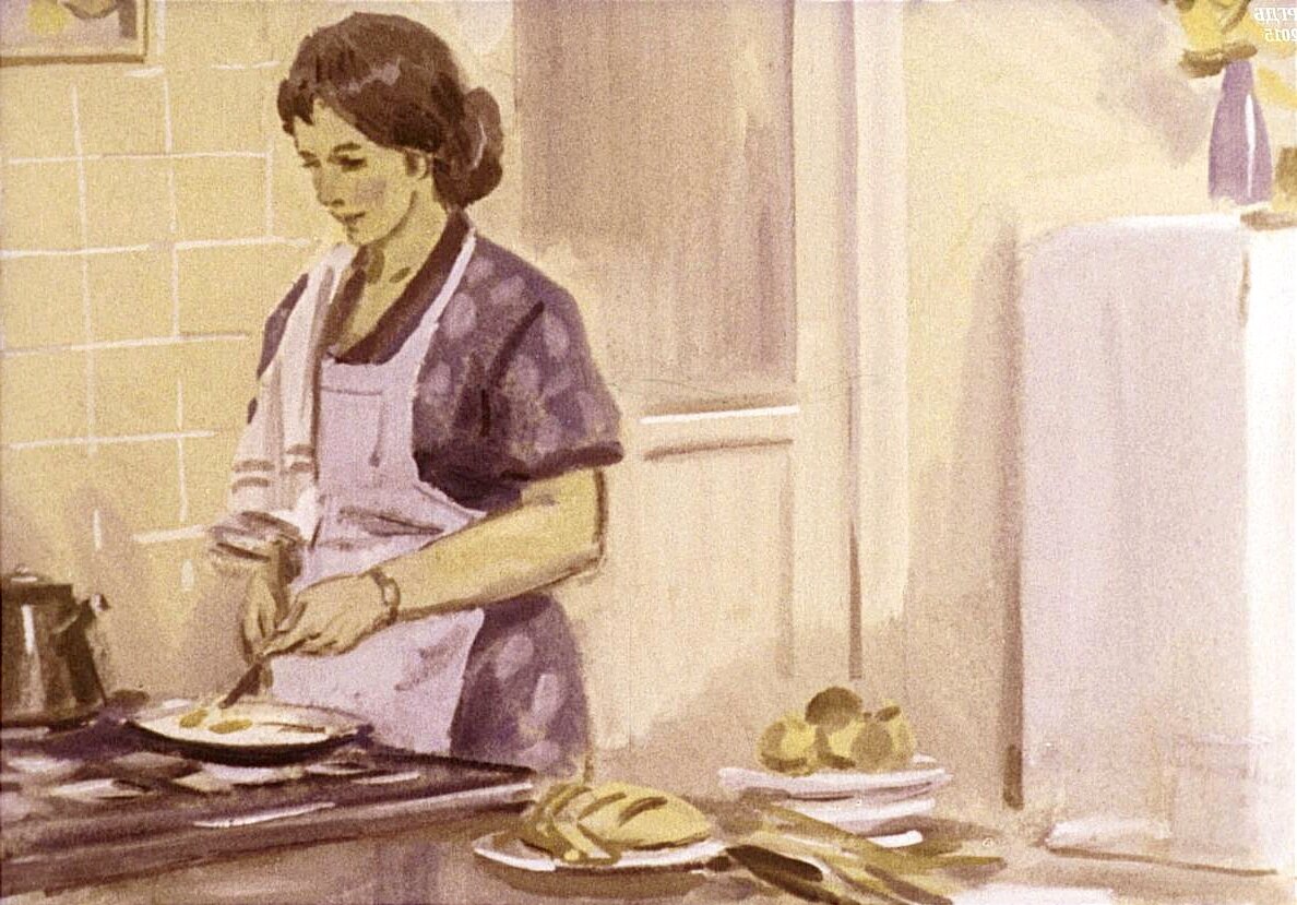 Советская живопись мама на кухне