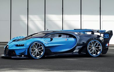 Суперкар появился в 2016 году, производитель Bugatti (Бугатти), располагающийся в стране Франция. Двигатель Bugatti Vision Gran Turismo Concept объёмом 7993 см³ развивает мощность 1672 лошадиных сил, что позволяет автомобилю разгоняться до 100 километров в час за 2.1 секунды и развивать максимальную скорость 400 км/ч. Цена Bugatti Vision Gran Turismo Concept - 5 500 000 $ или 363 000 000 ₽.