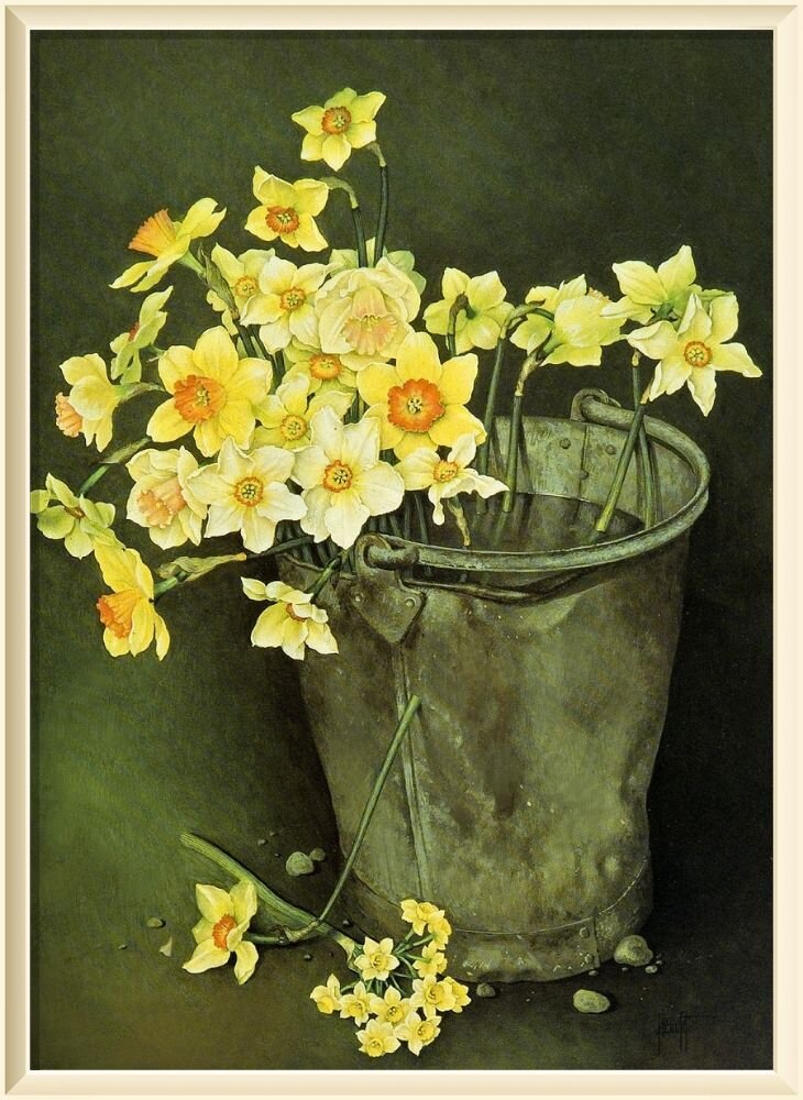  25. � Jose Escofet Bucket of Mixed Daffodils and Narcissi, gouache on paper 76 x 56 cm, 1989
