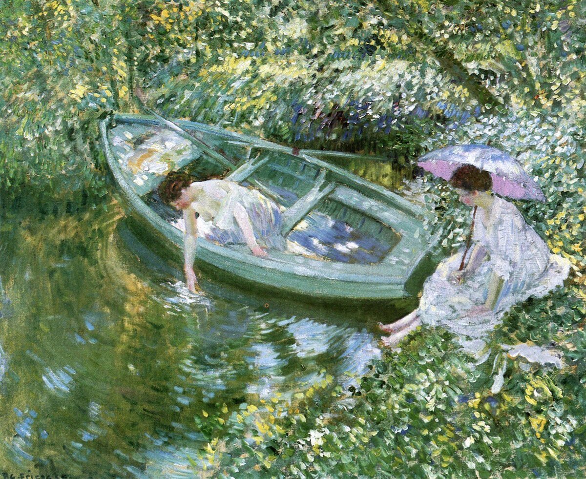 Frederick Carl Frieseke (1874-1939). Repose at Noonday.