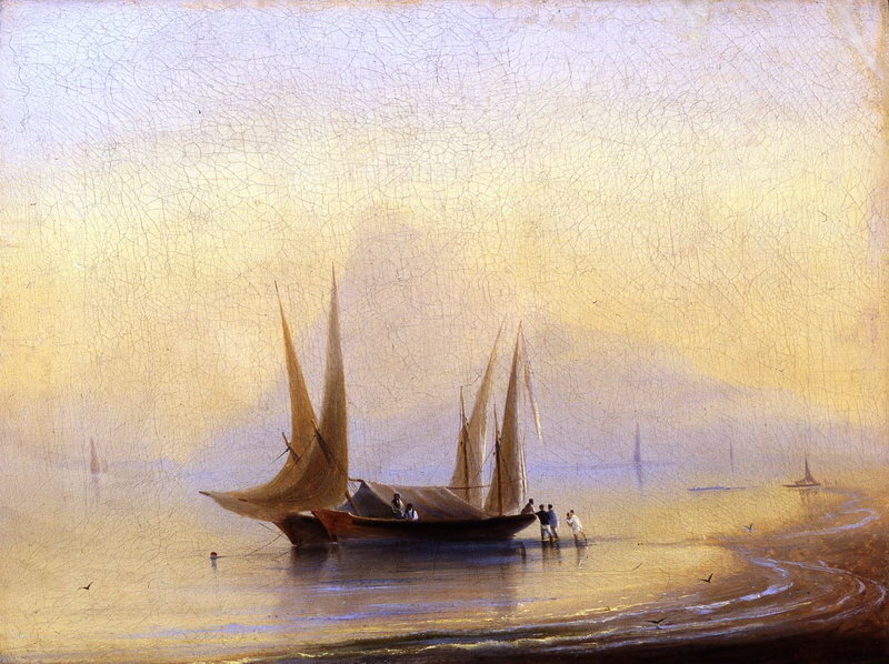 Баржи у морского берега 