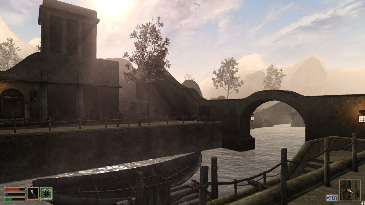 Балмора. Широкоэкранная картинка, солнечные лучи, бьющие в глаза – работа MGE XE.