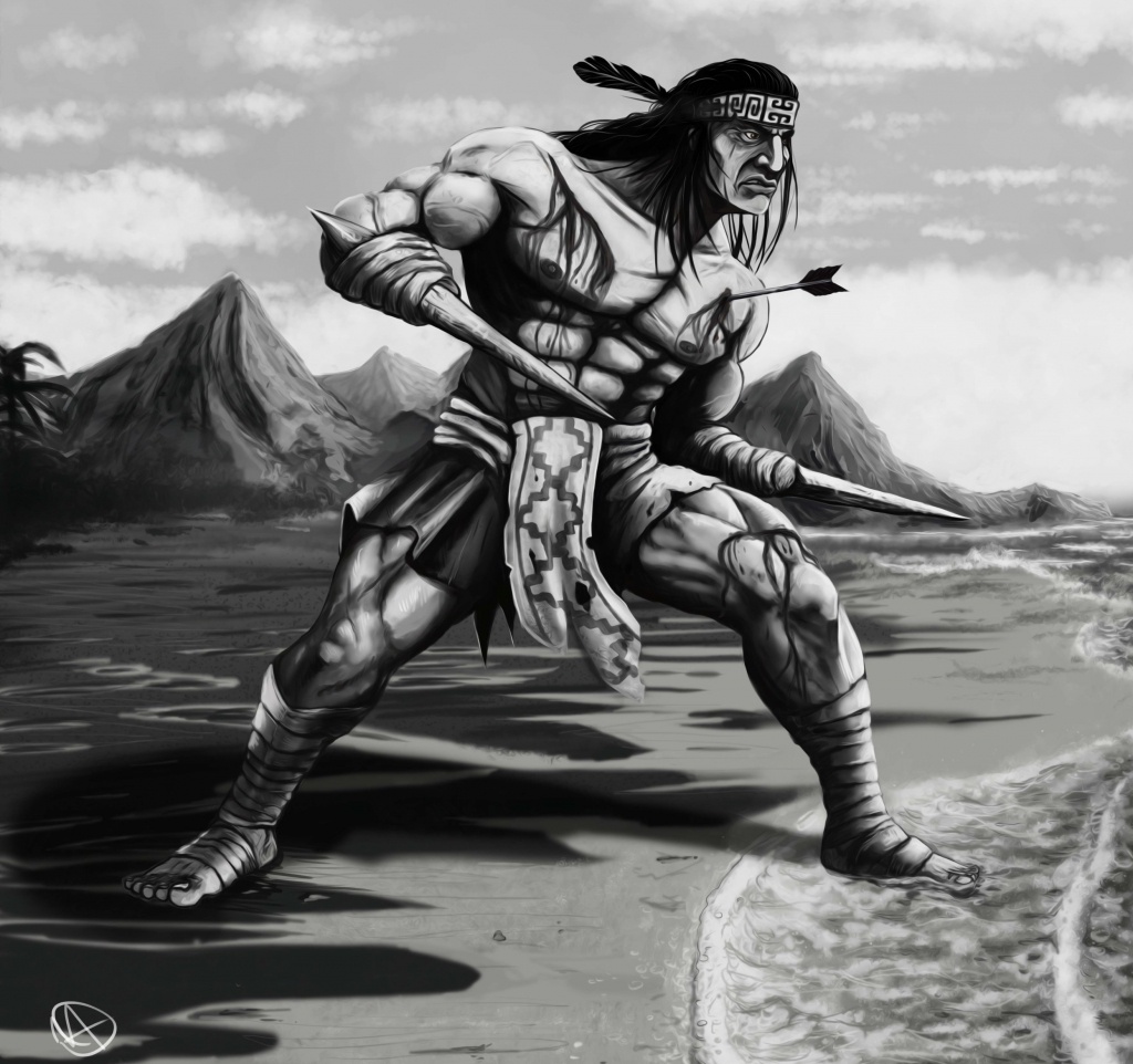 Арауканский воин Гальварино — герой индейского народа, сражавшийся против испанцев с отрубленными руками