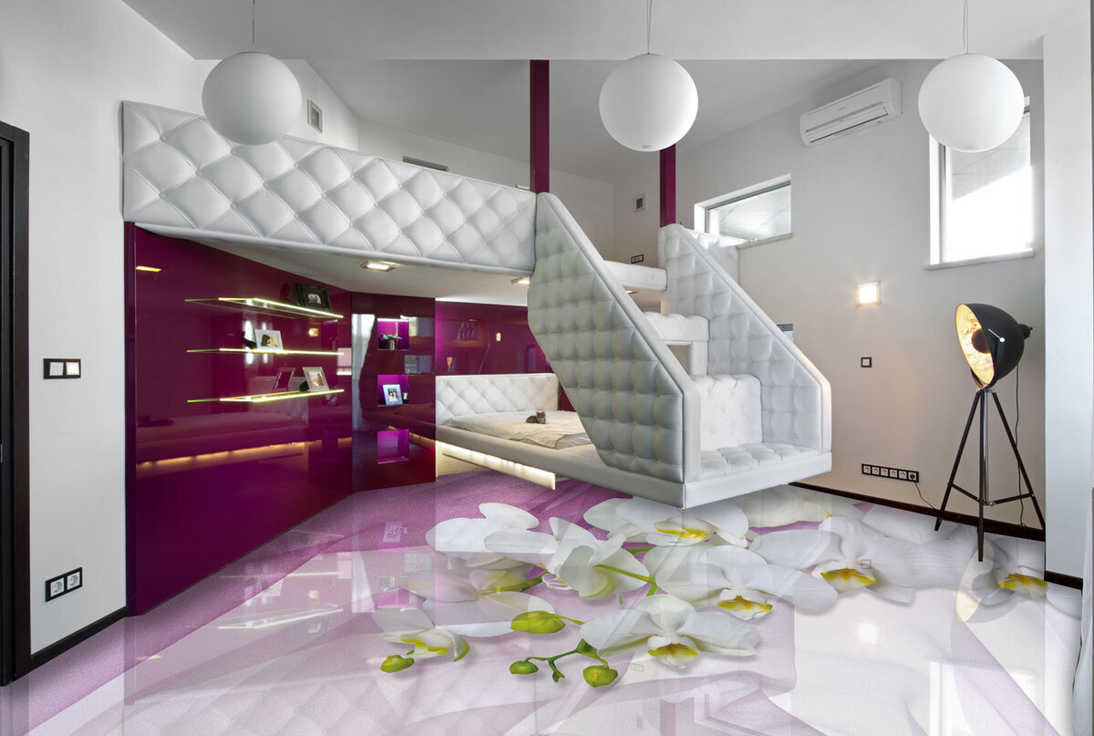 3д пол в квартире студии.