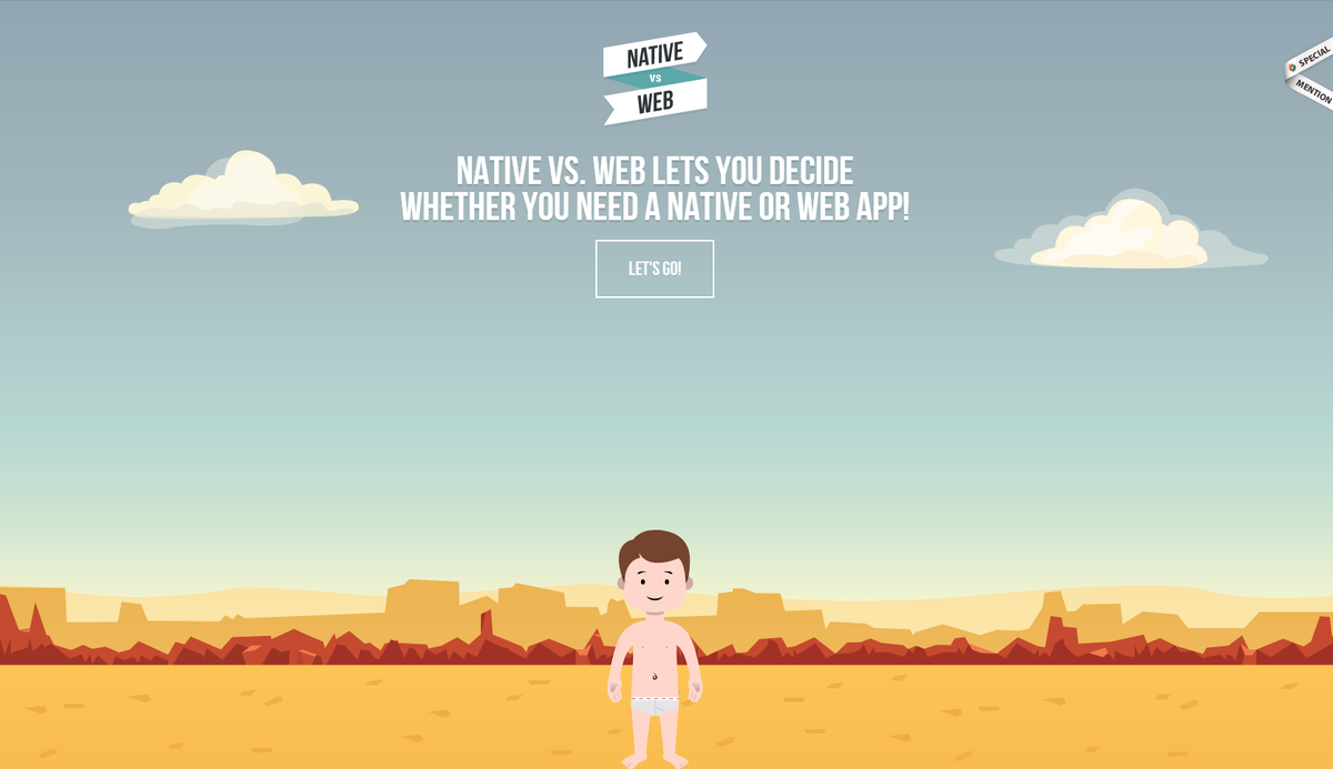 Плоский дизайн и прозрачная кнопка на сайте www.nativevsweb.com/ 