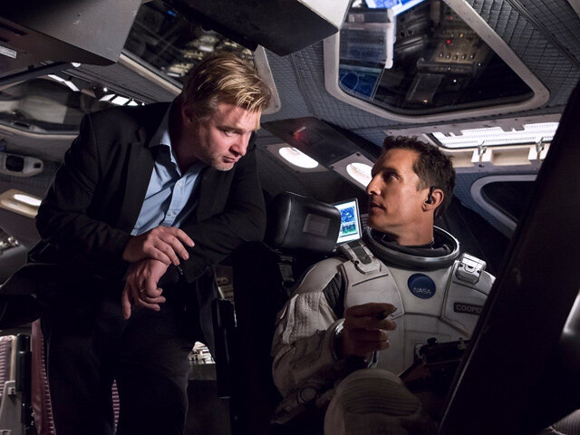 Внутри построенного космического корабля на съемке фильма "Интерстеллар"