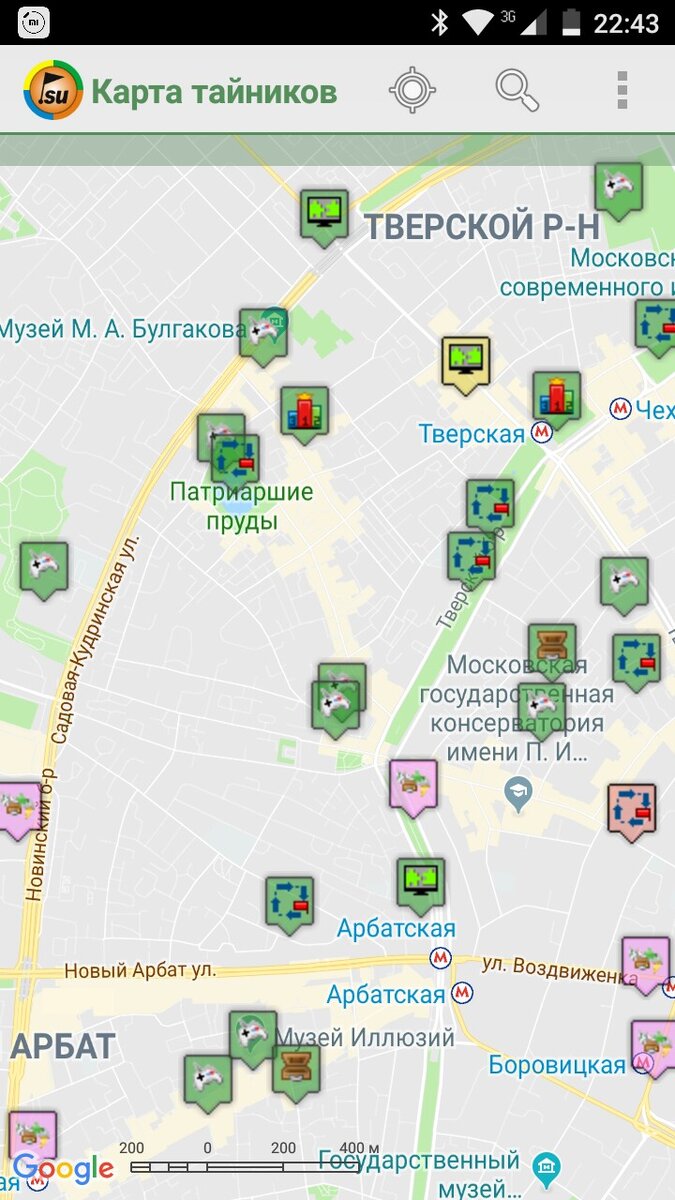 Например, так выглядит карта тайников в пределах Москвы 