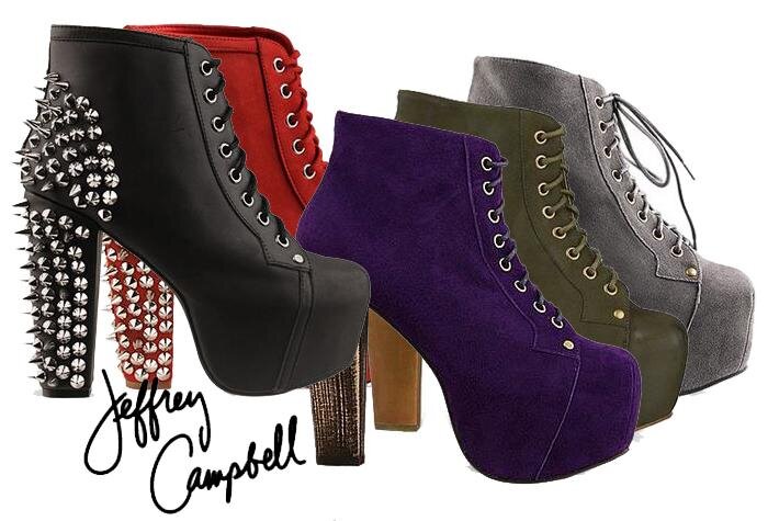 Вы уже, наверное, догадались, что речь идет про Jeffrey Campbell. Спустя 8 лет эти ботильоны выпускаются в 164 цветовых вариантах и 64 различных версиях.