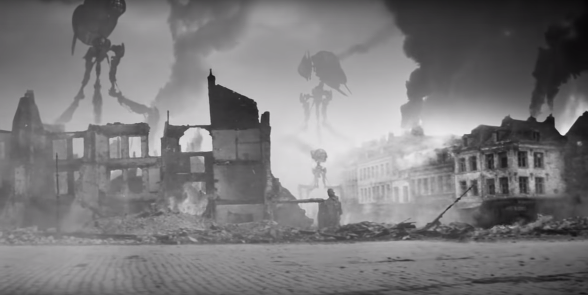 Триподы в разрушенном городе