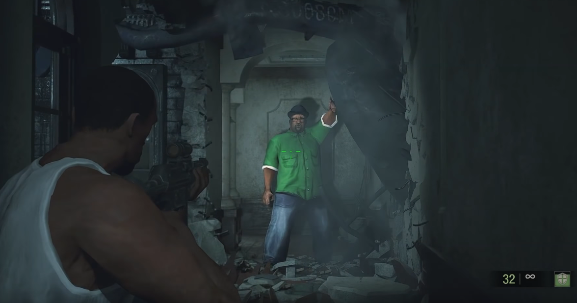 "YOU PICKED THE WRONG POLICE STATION, FOOL!", скриншот из мода Resident Evil 2