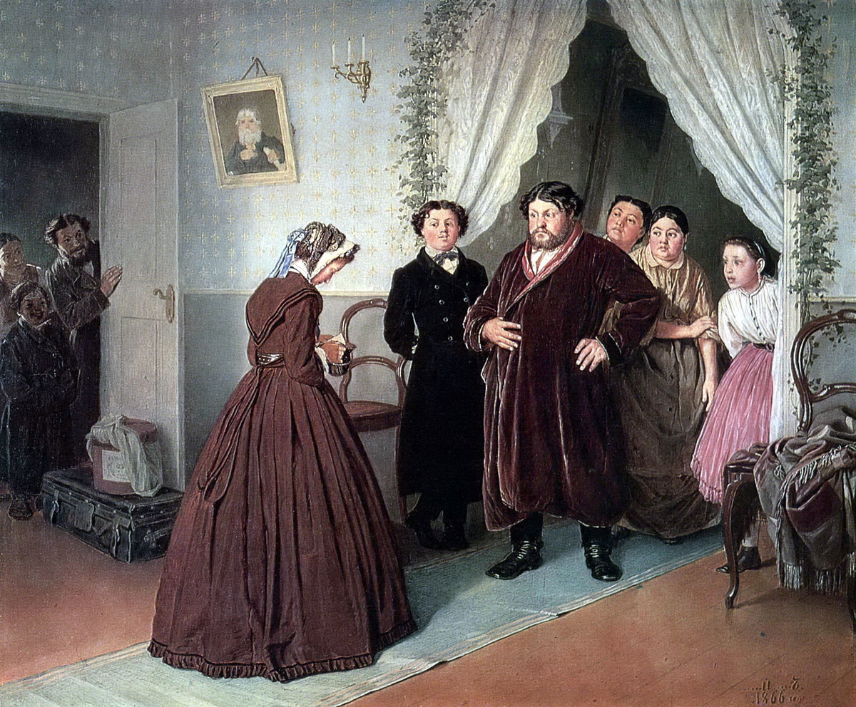 Василий Перов. Приезд гувернантки в купеческий дом. 1866. /Фото из открытых источников./