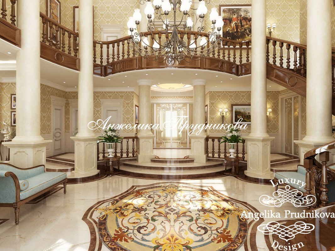 Декоративное напольное панно из керамогранита в отделке дома в Санкт-Петербурге