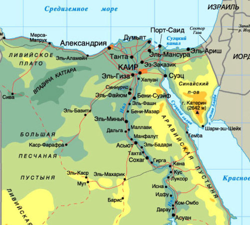 Египет карта достопримечательностей на русском