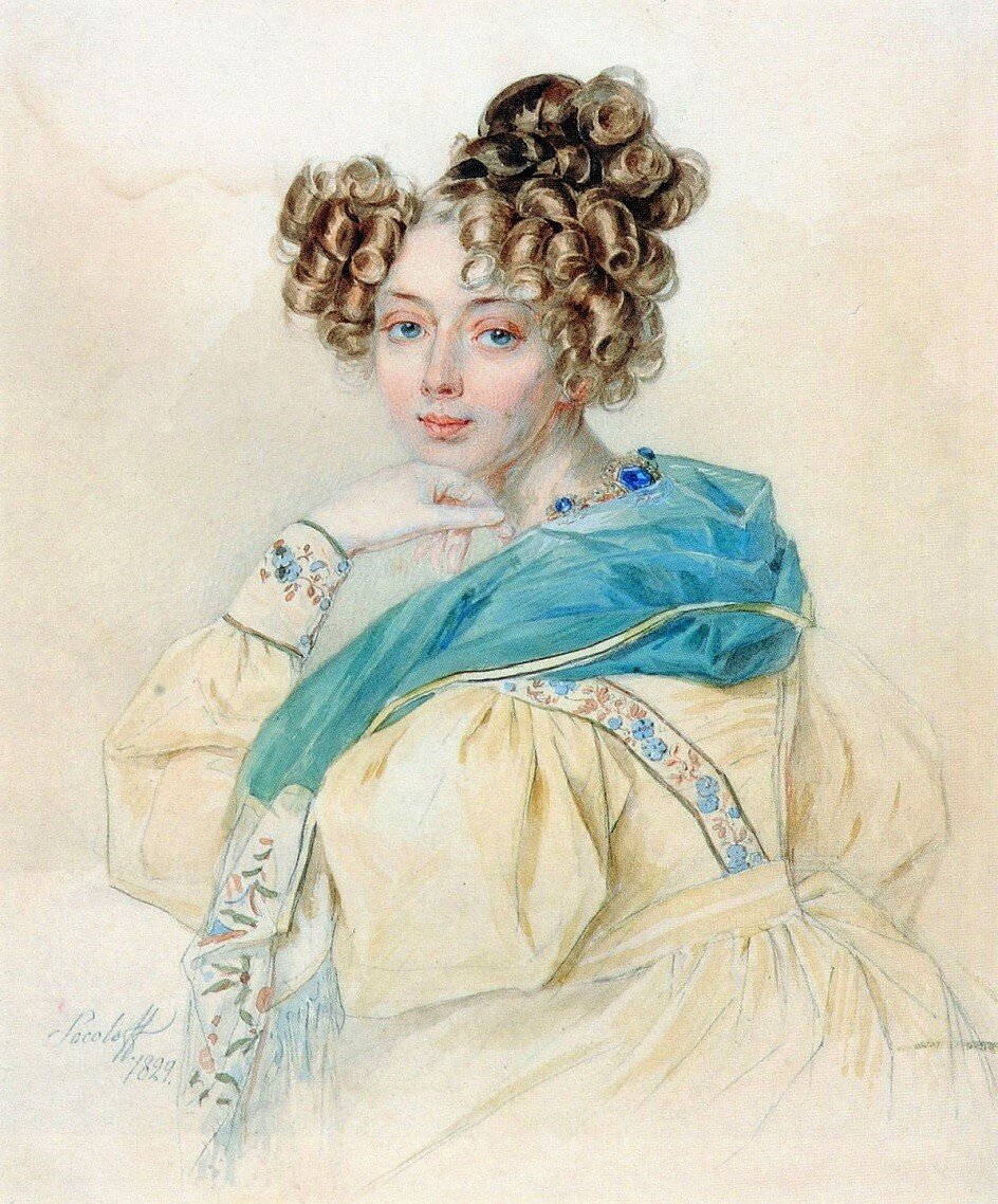 Пётр Соколов. Портрет графини Ольги Александровны Орловой, 1829. Хозяйка и устроительница готического замка в Стрельне запомнилась современникам как умная, острая на язык женщина, перед которой робела даже императрица Александра Фёдоровна