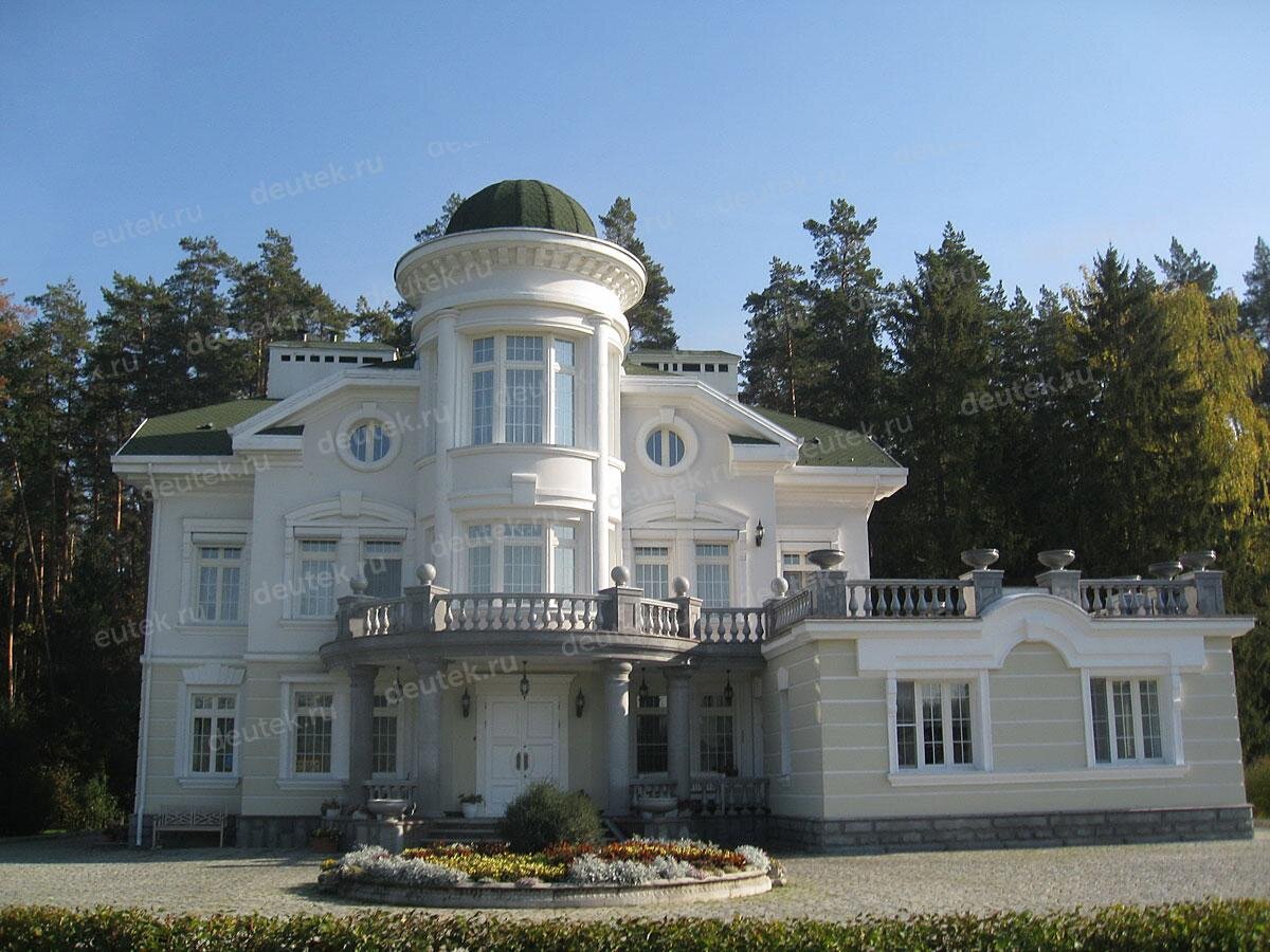 Проект двухэтажного дома 899 м2 в стиле барокко с цокольным этажом и бассейном - AG-5