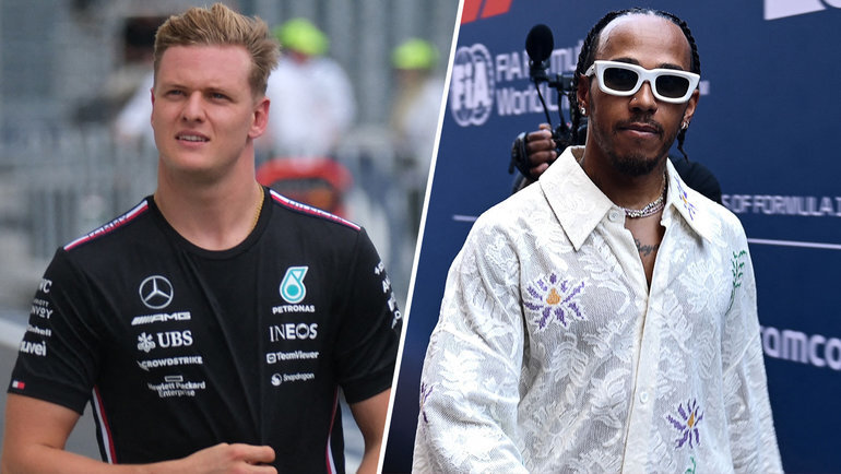    Мик Шумахер и Льюис Хэмилтон. Reuters