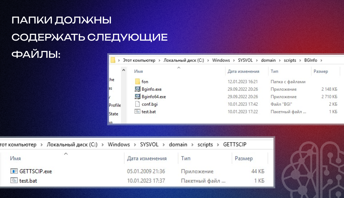 Содержимое созданных папок