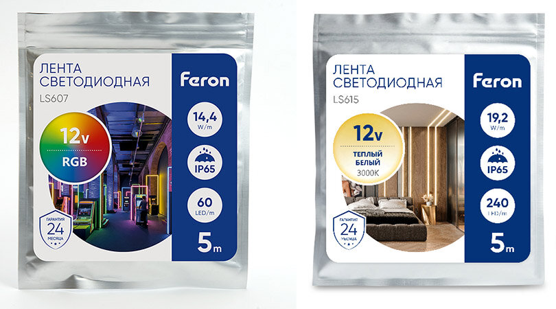 Пример маркировки светодиодных лент на упаковке 