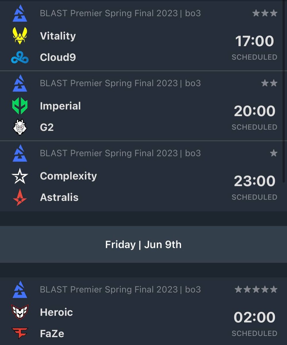 Vitality vs Cloud9, Complexity vs Astralis - матчи на вылет Остальные матчи - за позицию в плей-офф 👀