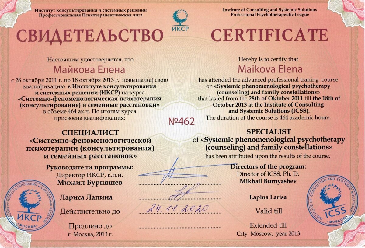 Сертификат ИКСР