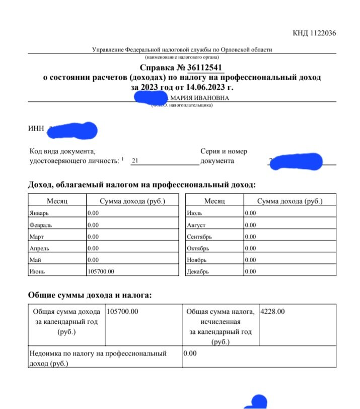 Справка из приложения