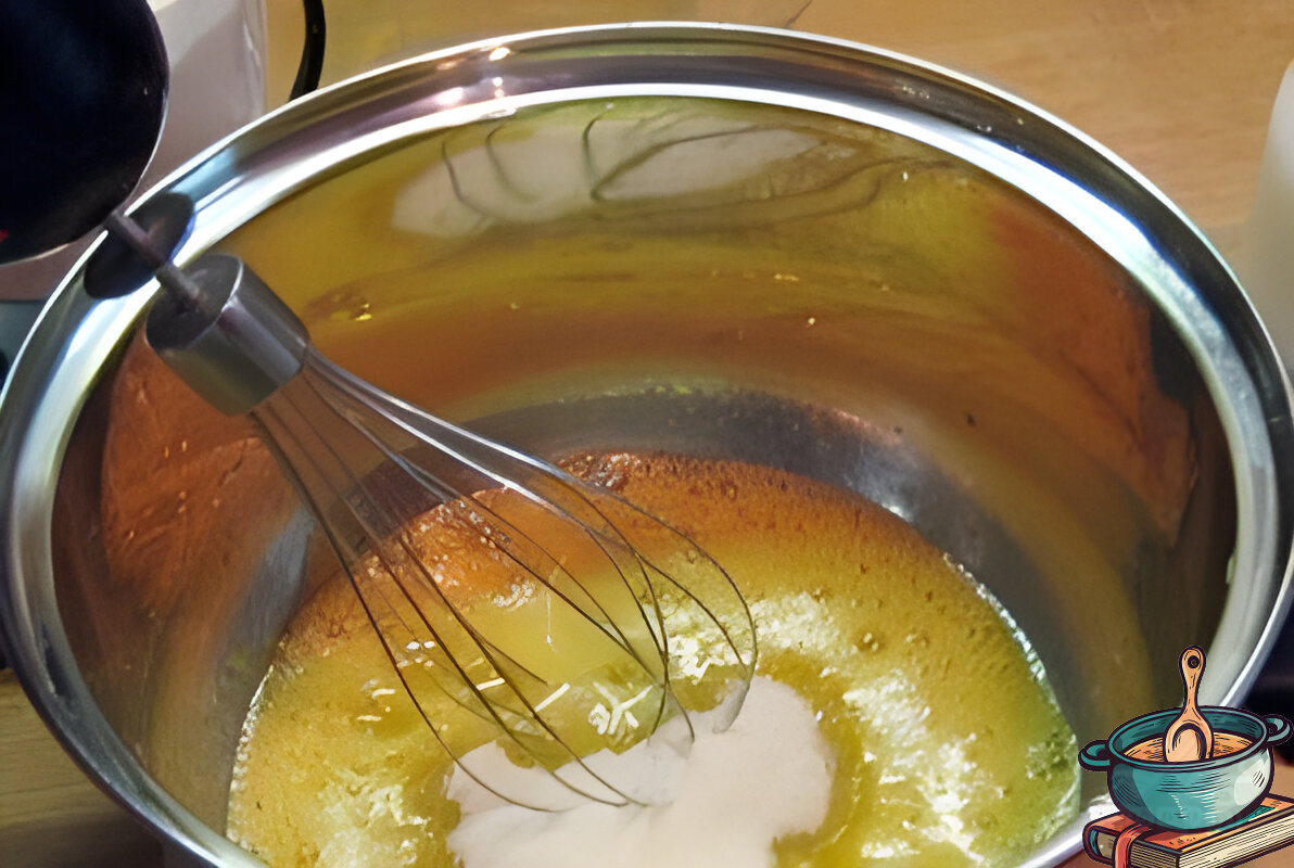 Взбиваем 2 яйца, 2.ст.лож сахара и щепотку соли.