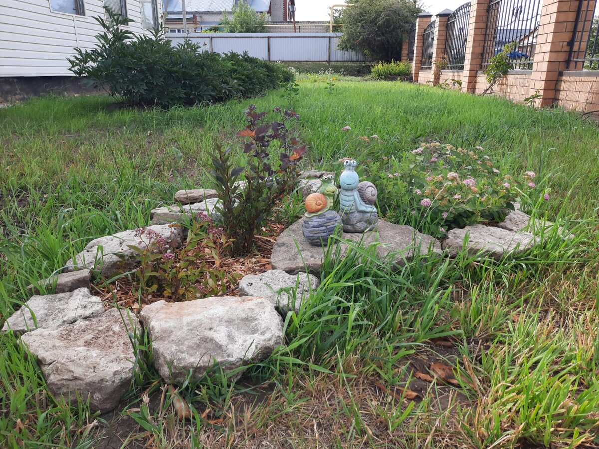 Клумба с улитками) Пока еще не выросло ничего)